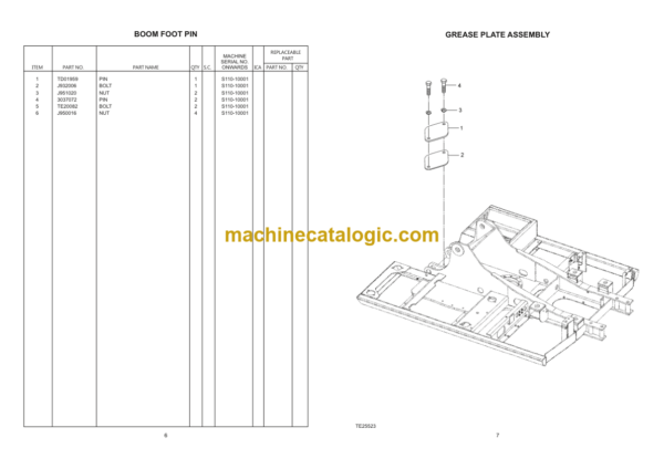 Hitachi EX110+Super+ Hydraulic Excavator Parts Catalog