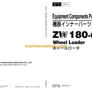 Hitachi ZW180-6 Wheel Loader Equipment Components Parts Catalog