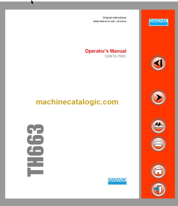 Sandvik TH663 Operator's Manual Serial No. T563D026