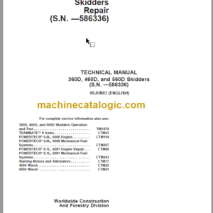 John Deere 360D 460D 560D Skidders Repair TECHNICAL MANUAL