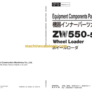 Hitachi ZW550-5B Wheel Loader Equipment Components Parts Catalog