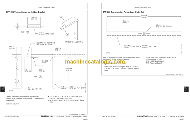 John Deere 250D and 300D Articulated Dump Truck Repair Technical Manual
