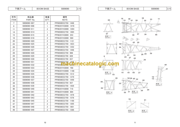 Hitachi Sumitomo SCX900-2 Bracing List