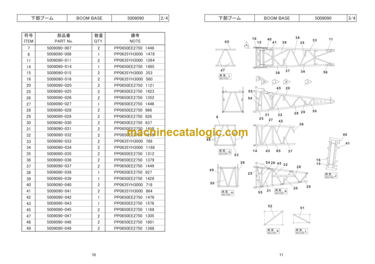 Hitachi Sumitomo SCX900-2 Bracing List