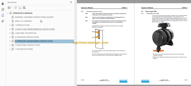 SANDVIK LH517 491 Operator's Manual Serial No. L717D513