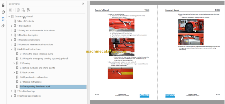 Sandvik TH663 Operator's Manual Serial No. T563D026