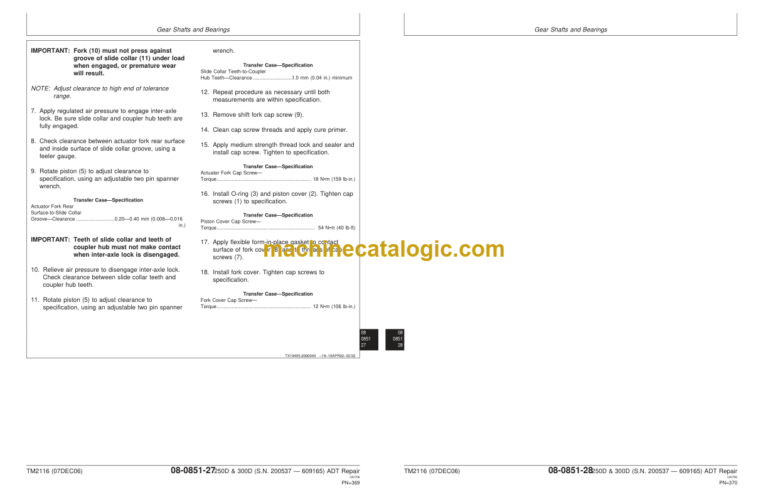 John Deere 250D and 300D Articulated Dump Truck Repair Technical Manual