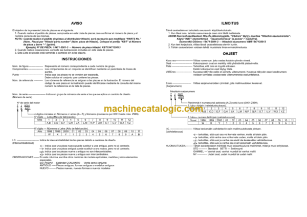 Hitachi D1703M-E2B-RRHC-1 Engine Parts Catalog