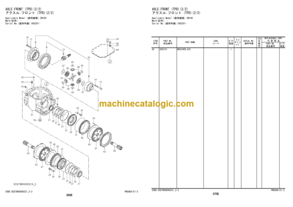 Hitachi ZW100-6 ZW120-6 Wheel Loader Equipment Components Parts Catalog