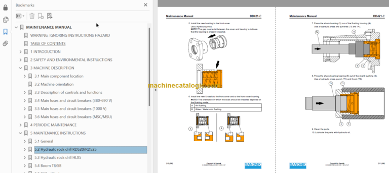 Sandvik DD421-60C Drill Rig Maintenance Manual Serial No. 116D43797-1
