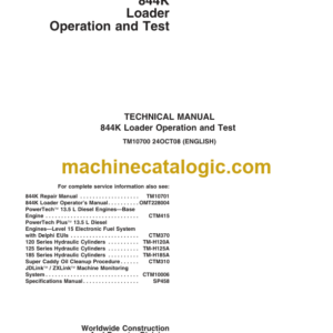 John Deere 844K Loader Operation and Test Technical Manual