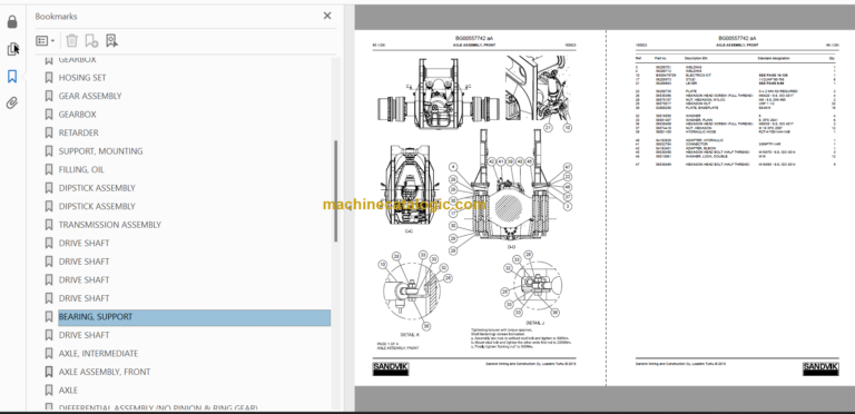 Sandvik TH663 Parts Manual Serial No. T563D026