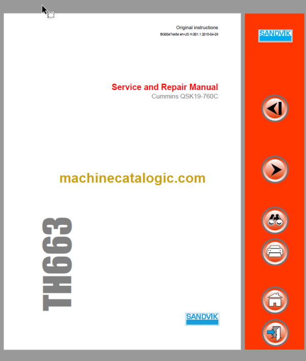 Sandvik TH663 Service and Repair Manual Serial No. T563D026