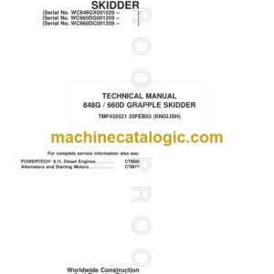 John Deere 848G 660D Grapple Skidder Technical Manual