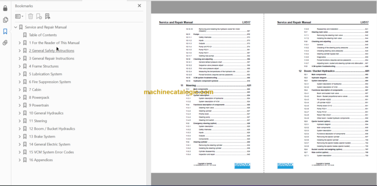 SANDVIK LH517 491 Workshop Manual Serial No. L717D513