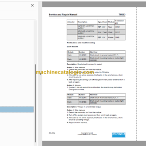 Sandvik TH663 Service and Repair Manual Serial No. T563D026