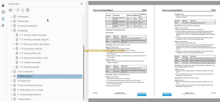 Sandvik TH663 Service and Repair Manual Serial No. T563D026