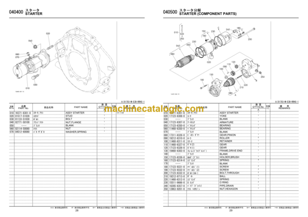 Hitachi D1703-M-R3B-RRHC-1 Engine Parts Catalog