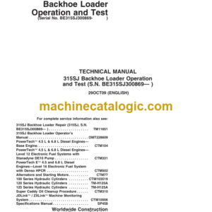 John Deere 315SJ Backhoe Loader Operation and Test Technical Manual