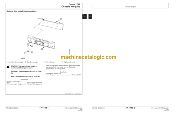 John Deere 644H and 644H MH Loader Repair Technical Manual