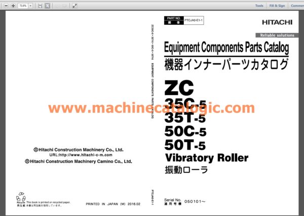 Hitachi Roller and Compactor Service and Parts Manual PDF