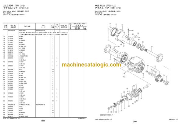 Hitachi ZW100-6 ZW120-6 Wheel Loader Equipment Components Parts Catalog