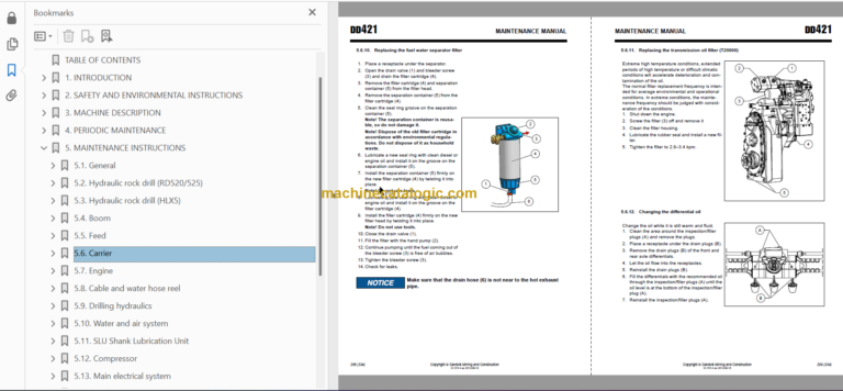 Sandvik DD421-60 Maintenance Manual Serial No. 112D20859-1