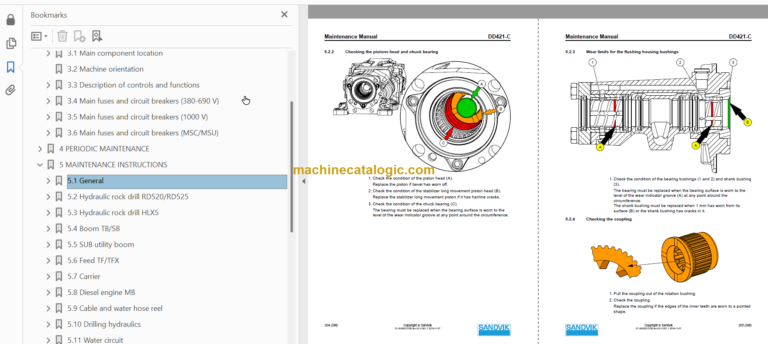 Sandvik DD421-60C Drill Rig Maintenance Manual Serial No. 116D43797-1