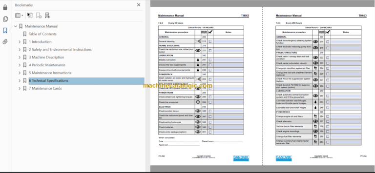 Sandvik TH663 Maintenance Manual Serial No. T763D102