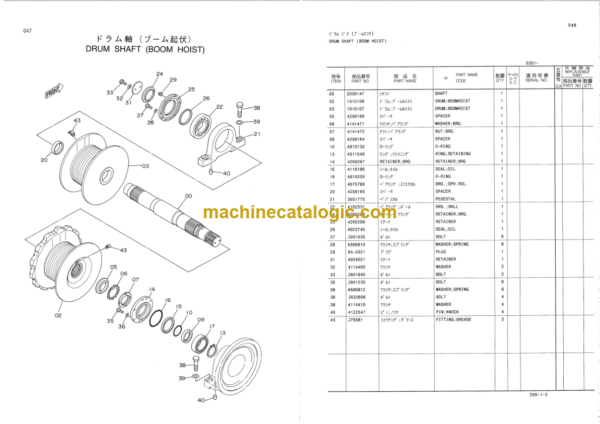 Hitachi KH850-3 Crawler Crane Parts Catalog Serial No.0301-