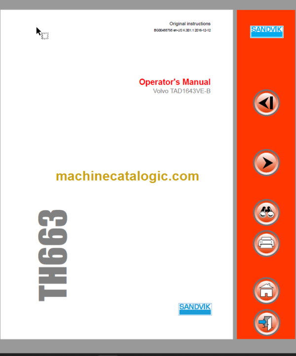 Sandvik TH663 Operator's Manual Serial No. T763D102
