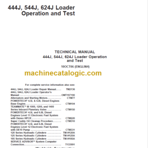 John Deere 444J 544J 624J Loader Operation and Test Technical Manual