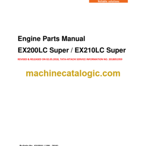 Hitachi EX200LC Super EX210LC Super Engine Parts Manual