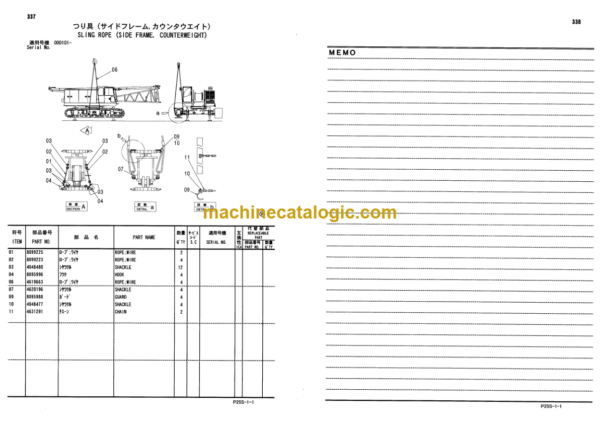 Hitachi Sumitomo SCX800-2 Crawler Crane Parts Catalog