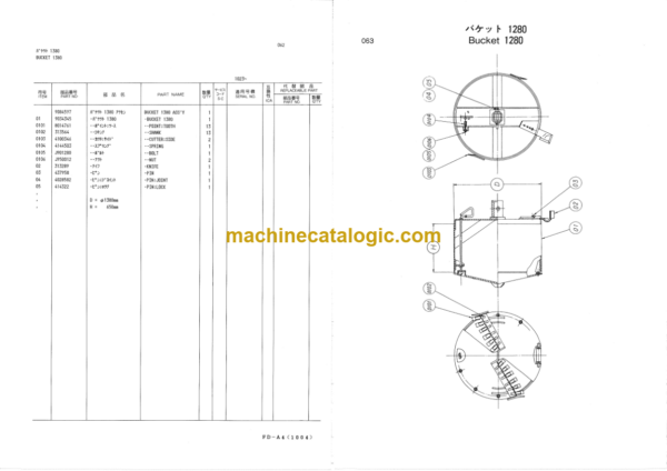 Hitachi KH100D Hydraulic Earth Drill Parts Catalog Serial No.102