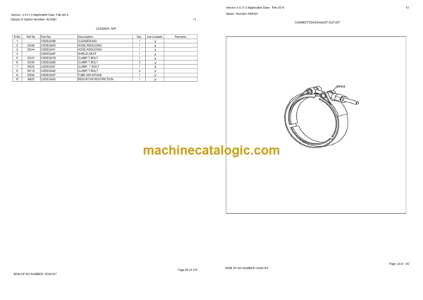 Hitachi EX200LC Super EX210LC Super Engine Parts Manual