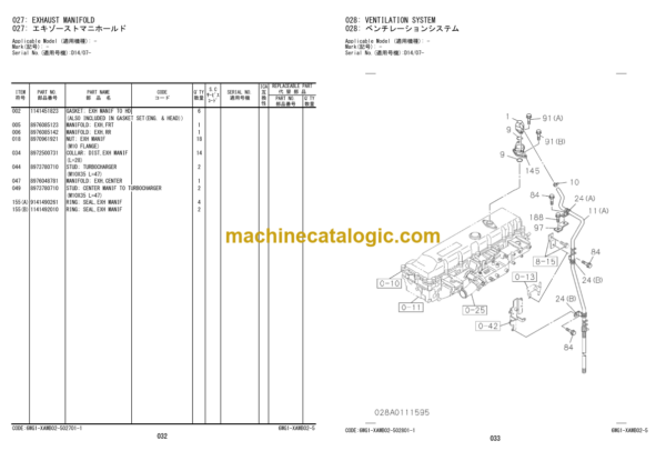 Hitachi ZW550-6 Wheel Loader Engine Parts Catalog (6WG1-XAWB02-5)