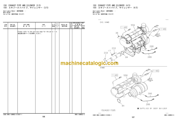 Hitachi ZW550-6 Wheel Loader Engine Parts Catalog (6WG1-XAWB02-5)