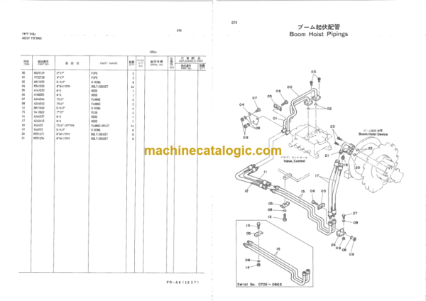 Hitachi KH180-3 Hydraulic Crawler Crane Parts List Serial No.0703-