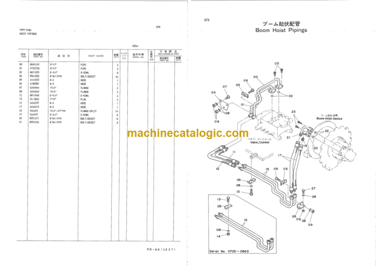 Hitachi KH180-3 Hydraulic Crawler Crane Parts List Serial No.0703-