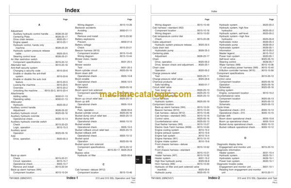 John Deere 313 and 315 Skid Steer Loader Operation and Test Technical Manual