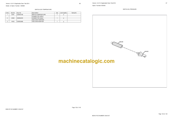 Hitachi EX200LC Super EX210LC Super Engine Parts Manual