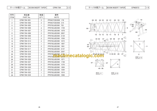 Hitachi Sumitomo SCX2500LF Bracing List