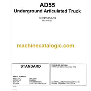 Caterpillar AD55 Underground Articulated Truck Parts Manual