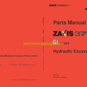 TATA Hitachi ZAXIS 370LC GI-SERIES Hydraulic Excavator Parts Catalog