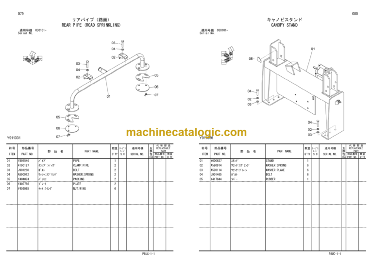 Hitachi CP220-3 Tired Roller (P8UC-1-1) Parts Catalog