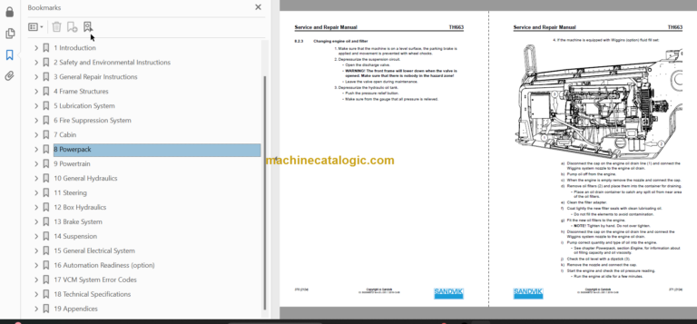 Sandvik TH663 Service and Repair Manual Serial No. T763D102