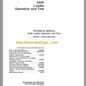 John Deere 544K Loader Operation and Test Technical Manual