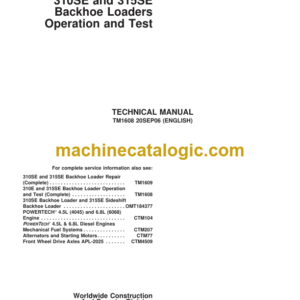 John Deere 310SE and 315SE Backhoe Loaders Operation and Test Technical Manual