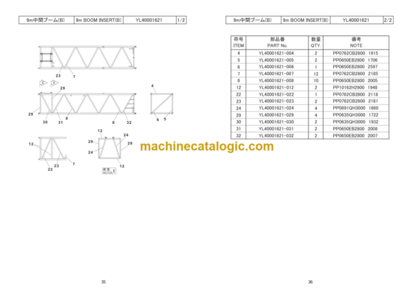 Hitachi Sumitomo SCX1200-3 Bracing List